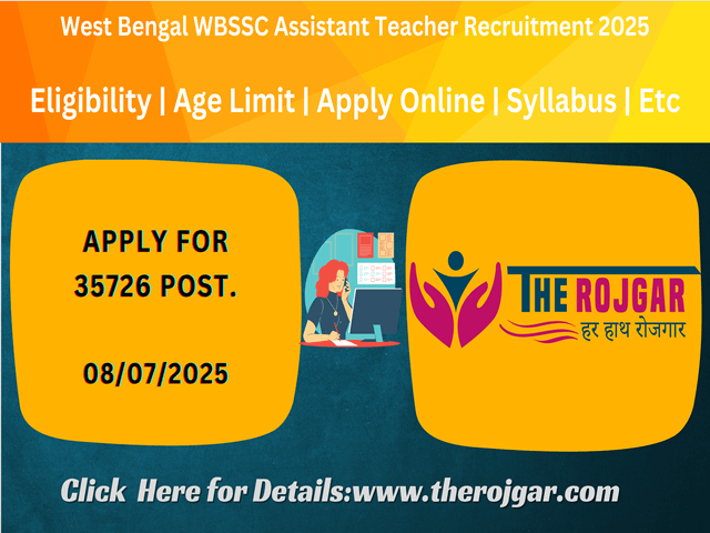 West Bengal WBSSC Assistant Teacher 2025 Apply Online for 35726 Post.